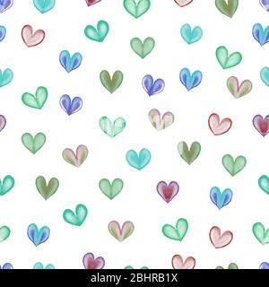 Aquarell Herzen nahtloses Muster. Stockfoto