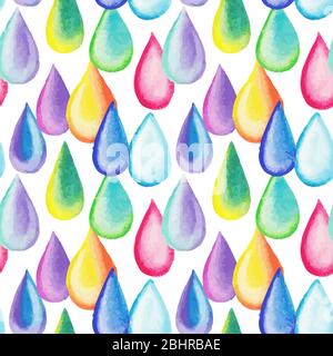Bunte Wasserfarben Tropfen isoliert auf weißem Hintergrund Stockfoto