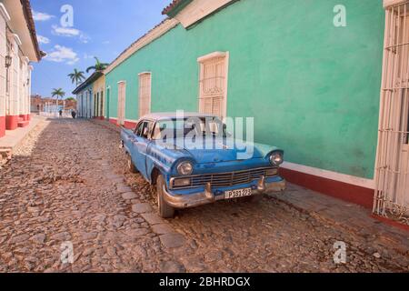 Vintage Chevy in UNESCO-Weltkulturerbe Trinidad, Kuba Stockfoto