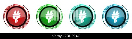 Eletricity runde glänzende Vektor-Icons, Energie, Strom, Plug-Set von Tasten für webdesign, Internet und Handy-Anwendungen in vier Farben Optionen Stock Vektor
