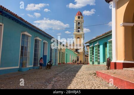 Turm des Klosters des heiligen Franz von Assisi und Kirche in UNESCO-Weltkulturerbe Trinidad, Kuba Stockfoto