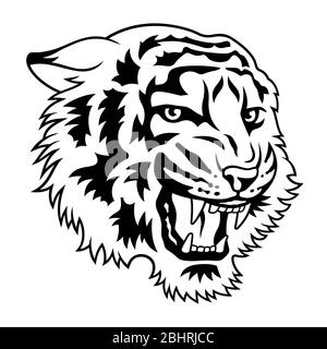 Tiger Kopf Vektor Illustration für T-Shirt-Design Stock Vektor