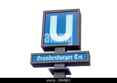 Berlin, Deutschland - 25. Dezember 2017: U-Bahn-Schild in Berlin. U-Bahn ist eine S-Bahn in Berlin Stockfoto