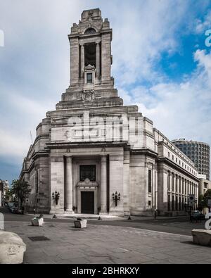 Eine verlassene Freimaurerhalle in London während der Sperre. Stockfoto