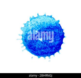 Abstrakter Aquarellfleck. Aquarell blau bunten Punkt. Blauer Aquarell Hintergrund handbemalt. Wasserfarbe blau Spritzer Stockfoto