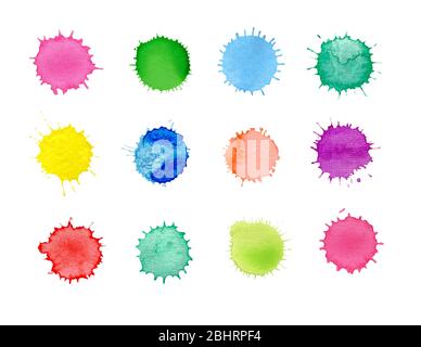 Abstrakt Aquarell Blots Hintergrund. Echte Wasserfarben-Textur. Handgezeichnete Blots Stockfoto