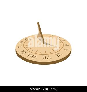 Sonnenuhr. Alte Sonnenuhr mit römischen Zahlen. Vektorgrafik Stock Vektor