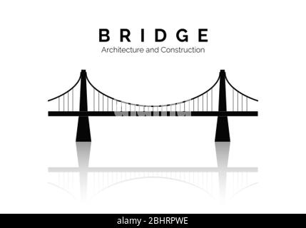 Bridge-Symbol. Brückenarchitektur und Konstruktionen. Moderne Gebäudeanbindung. Vektorgrafik Stock Vektor