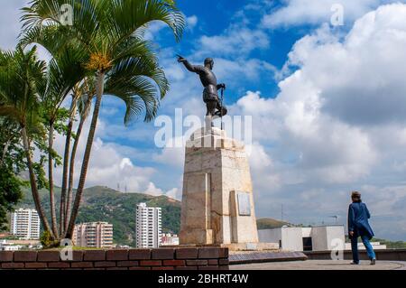 Statue von Belalcázar in Cali, Kolumbien. Sebastián de Belalcázar war ein spanischer Eroberer. Cali, Departamento Valle del Cauca, Kolumbien, Lateinamerika, Stockfoto