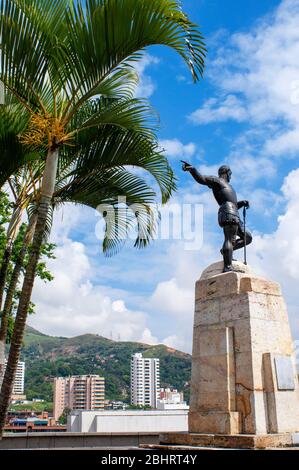 Statue von Belalcázar in Cali, Kolumbien. Sebastián de Belalcázar war ein spanischer Eroberer. Cali, Departamento Valle del Cauca, Kolumbien, Lateinamerika, Stockfoto