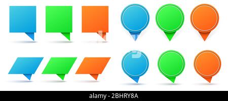 Satz von Vektorpapier-Bannern. Farbige Origami Banner isoliert. Abstrakte verschiedene Origami-Sprechblasen. Stock Vektor