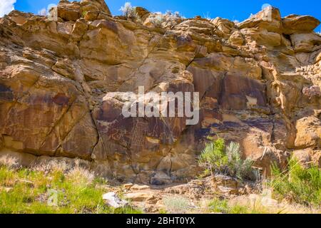 Legend Rock Petroglyph Cliff, Wyoming Stockfoto