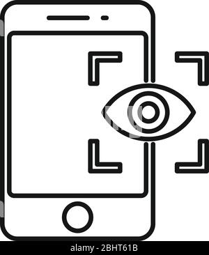 Symbol für die Authentifizierung des Telefonauges. Outline Telefon Auge Authentifizierung Vektor-Symbol für Web-Design isoliert auf weißem Hintergrund Stock Vektor