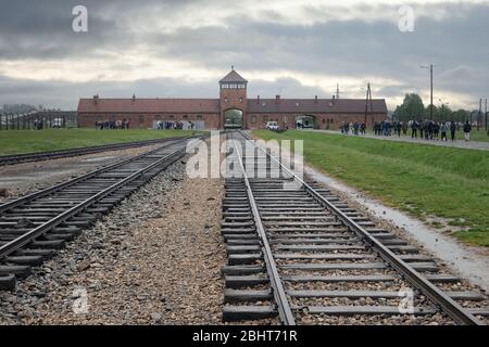 Eisenbahn zum Konzentrations- und Vernichtungslager Auschwitz-Birkenau in Polen Stockfoto