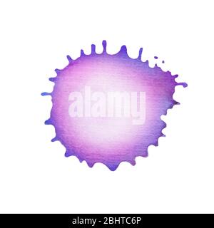 Schöne Aquarell violetten Fleck isoliert auf weißem Hintergrund. Design-Element für abstrakten künstlerischen Hintergrund. Stockfoto