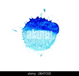Abstrakter Aquarellfleck. Aquarell blau bunten Punkt. Blauer Aquarell Hintergrund handbemalt. Wasserfarbe blau Spritzer Stockfoto