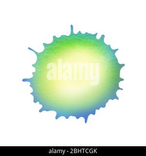 Lindgrün strukturierter Farbspritzer. Grüner Aquarell Splatter auf weißem Hintergrund isoliert. Leuchtend grüne Aquarell Grunge Fleck. Stockfoto