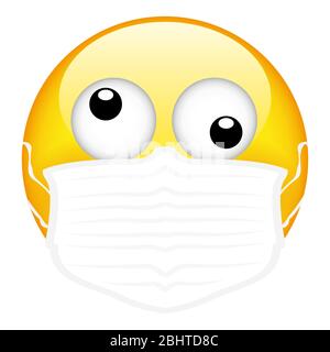 Gelbe Emoji trägt eine chirurgische Maske, Emoticon medizinische Maske, Vektor, Illustration, eps Datei Stock Vektor