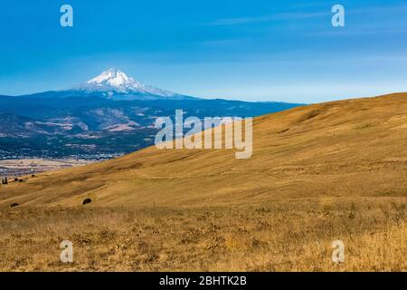 Mount Hood von der Dalles Mountain Road im Columbia Hills Historical State Park, Washington State, USA Stockfoto