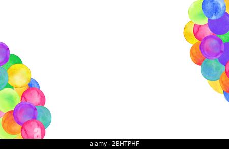 Bunte bunte bunte bunte Konfetti Textur. Wasserfarben Kreise auf weißem Hintergrund isoliert. Aquarell Konfetti isoliert. Abstrakter Spothintergrund. Stockfoto