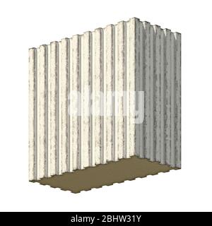 Vintage blank Betonblock 3D Render Illustration isoliert auf weißem Hintergrund Stockfoto