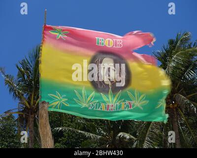 Boracay Philippinen - Bob Marley Flagge Stockfoto