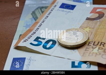 Spanische Euros Geld in Makroansicht Stockfoto