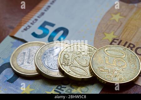 Spanische Euros Geld in Makroansicht Stockfoto