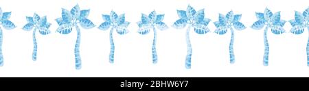 Blaue Palmen Illustration nahtlose Vektor-Rahmen drucken Stock Vektor