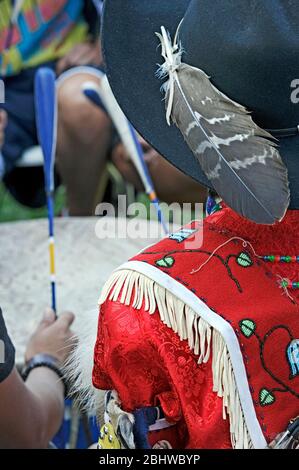 Trommler bei der Samson Cree Nation Celebration und Powwow in Maskwacis, Alberta, Kanada Stockfoto