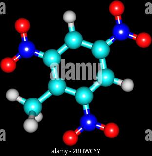 Trinitrotoluene oder TNT ist als nützliches explosives Material mit praktischen Handhabungseigenschaften bekannt Stockfoto