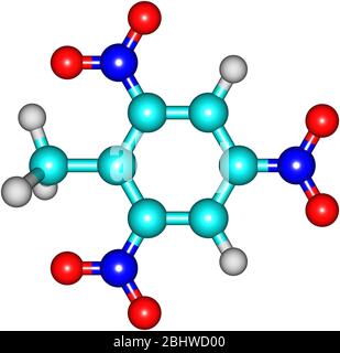 Trinitrotoluene oder TNT ist als nützliches explosives Material mit praktischen Handhabungseigenschaften bekannt Stockfoto