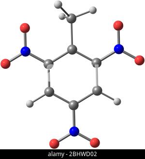 Trinitrotoluene oder TNT ist als nützliches explosives Material mit praktischen Handhabungseigenschaften bekannt Stockfoto