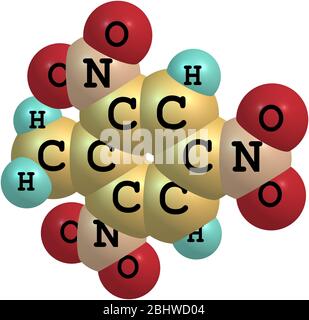 Trinitrotoluene oder TNT ist als nützliches explosives Material mit praktischen Handhabungseigenschaften bekannt Stockfoto