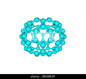 Fulleren molekulares Modell C70 auf weißem Hintergrund Stockfoto