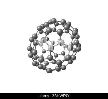 Fulleren molekulares Modell C70 auf weißem Hintergrund Stockfoto