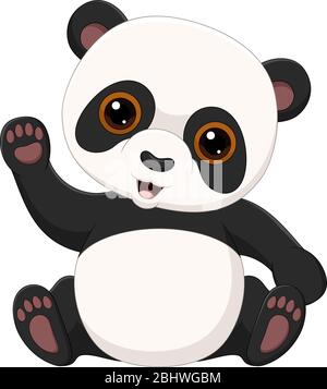 Niedliche kleine Panda winken isoliert auf weißem Hintergrund Stock Vektor