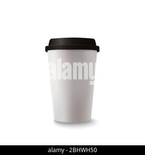 Realistische Papier Kaffeetasse auf weißem Hintergrund. illustrator Vektor EPS10. Stock Vektor