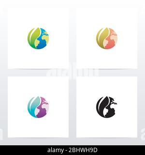 Erde Bedeckt Im Leaf Logo Design Stock Vektor