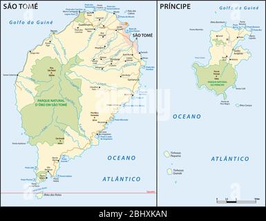 Vektorkarte des westafrikanischen Inselstaates Sao Tome und Principe Stock Vektor