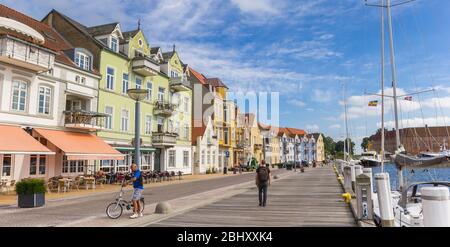 Panorama von bunten alten Häusern im Hafen von Sonderborg, Dänemark Stockfoto