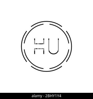 HU Logo Design Vektor Vorlage. Anfänglicher Kreisbuchstabe HU-Vektorgrafik Stock Vektor