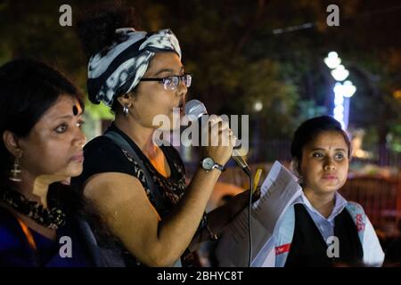 Ein Protestereignis Gegen Den Verbalen Missbrauch, Dem Urmimala Basu Gegenübersteht Stockfoto