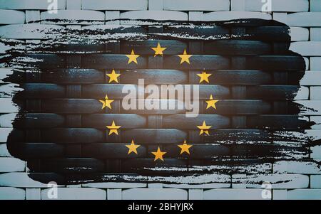 Flagge der Europäischen Union, schmutzig Stockfoto