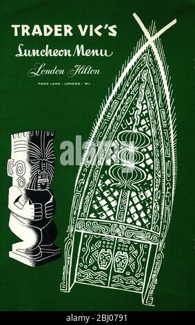 Carrier Collection of Menus - Trader Vic's Restaurant - 22 Park Lane, Mayfair , London, England Stockfoto