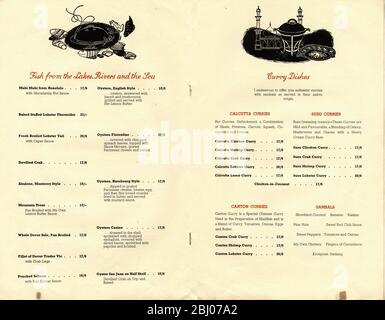 Carrier Collection of Menus - Trader Vic's Restaurant - 22 Park Lane, Mayfair , London, England Stockfoto