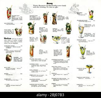 Carrier Collection of Menus - Trader Vic's Restaurant - 22 Park Lane, Mayfair , London, England Stockfoto