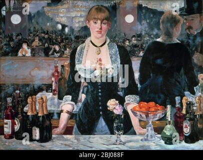 A Bar at the Folies-Bergere - UN bar aux Folies Bergere - Öl auf Leinwand von Edouard Manet, 1882 - gemalt und ausgestellt im Pariser Salon 1882. Stockfoto