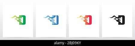 Feuer Flamme auf Brief Logo Design D Stock Vektor