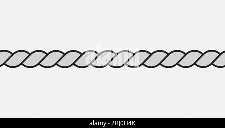 Vektor-Linie Illustration Design von Seil Schnur auf weißem Hintergrund, abstrakte nahtlose dekorative Muster von verdrillten Kabel Stock Vektor